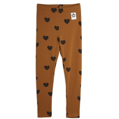 Mini Rodini Basic Hearts Brown Leggings - Mini Rodini