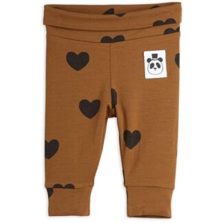 Mini Rodini Basic Hearts Brown Newborn Leggings - Mini Rodini