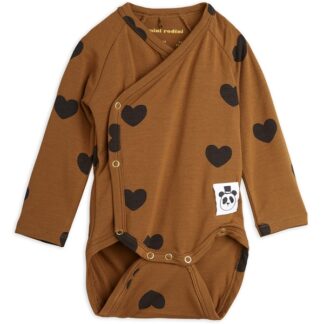 Mini Rodini Basic Hearts Brown Wrap Body - Mini Rodini