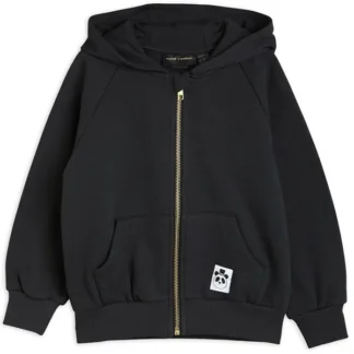 Mini Rodini Basic Solid Zip Hoodie Black - Mini Rodini