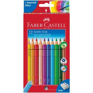 Faber Castell Jumbo Grip Akvarel 12 Trekants Farveblyanter - Faber-Castell