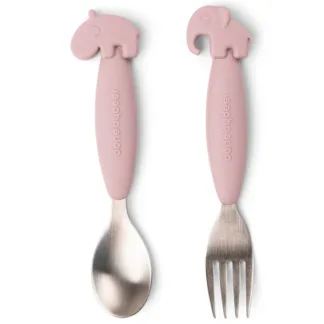 Done by Deer Easy Grip Spoon and Fork Set Powder - DonebyDeer