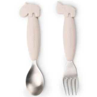 Done by Deer Easy Grip Spoon and Fork Set Sand - DonebyDeer