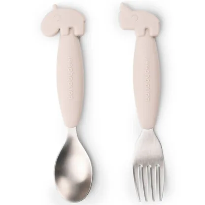 Done by Deer Easy Grip Spoon and Fork Set Sand - DonebyDeer