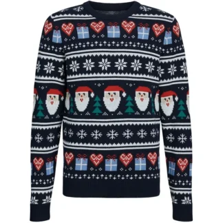 Jack & Jones Junior Total Eclipse Santa Claus Festive Xmas Strik Trøje - Str. 164 - Jack & Jones Junior