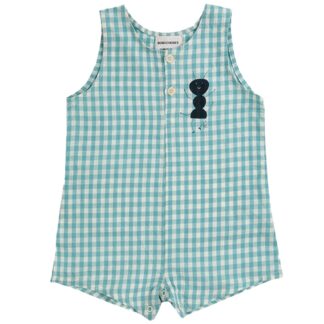 Bobo Choses Baby Ant Vichy Woven Playsuit Sleeveless Turquoise - Str. 6 mdr - Bobo Choses