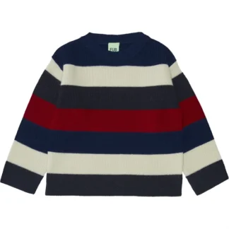 FUB Multistriped Striktrøje Dark Navy/Ecru/Royal Blue/Bright Red - FUB