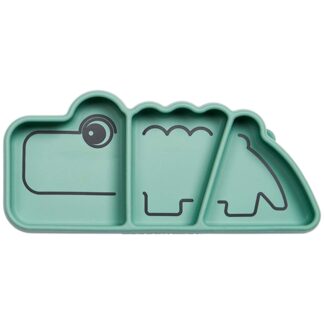 Done by Deer Silikone Stick & Stay Snack Plate Croco Green - DonebyDeer