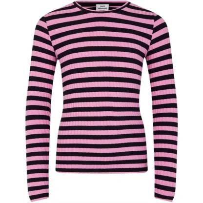 Mads Nørgaard 5x5 Classic Stripe Talika Bluse Stripe/Begonia Pink - Mads Nørgaard