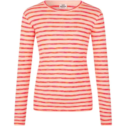 Mads Nørgaard 2x2 Cotton Stripe Talino Bluse Stripe/Diva Pink - Mads Nørgaard