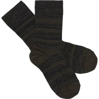 FUB 2-Pak Melange Striped Strømper Chocolate/Dark Navy - FUB