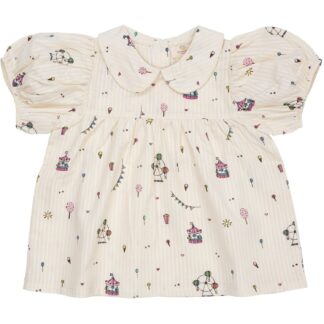 Copenhagen Colors Cream Tivoli print bluse Printed m. krave - Str. 122 - Copenhagen colors