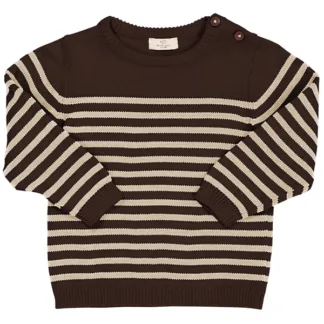 Copenhagen Colors Dk Brown Cream Combi Strikket Striped Sailor Sweater - Str. 122 - Copenhagen colors