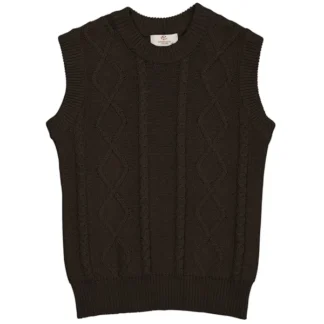 Copenhagen Colors x Luksusbaby Dark Brown Strikket Cable Vest - Str. 110 cm - Copenhagen colors