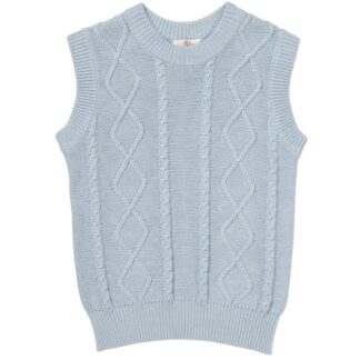 Copenhagen Colors Dusty Blue Kabelstrik Vest - Str. 86 - Copenhagen colors
