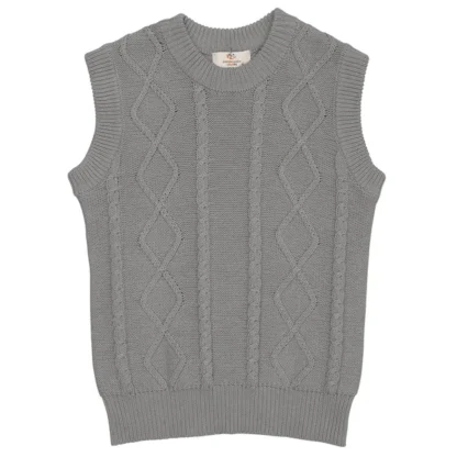 Copenhagen Colors x Luksusbaby Grey Strikket Cable Vest - Str. 110 cm - Copenhagen colors