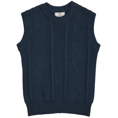 Copenhagen Colors x Luksusbaby Navy Strikket Cable Vest - Str. 86 - Copenhagen colors