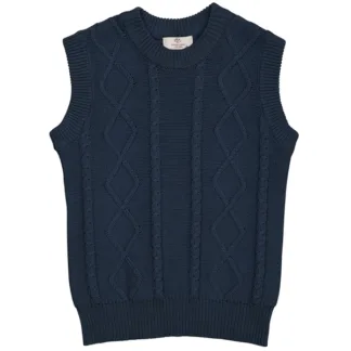 Copenhagen Colors x Luksusbaby Navy Strikket Cable Vest - Str. 122 - Copenhagen colors