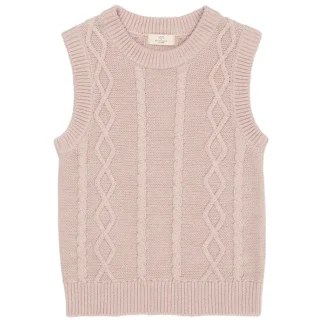 Copenhagen Colors x Luksusbaby Rosa Strikket Cable Vest - Str. 116 - Copenhagen colors