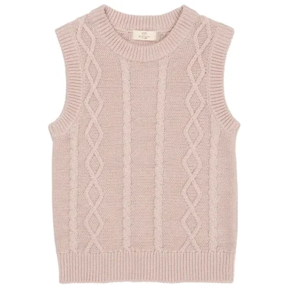 Copenhagen Colors x Luksusbaby Rosa Strikket Cable Vest - Str. 116 - Copenhagen colors