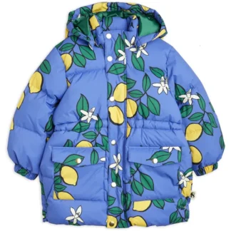 Mini Rodini Lemons Aop Heavy Puffer Jakke Blue - Mini Rodini