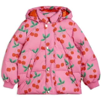 Mini Rodini Cherries Aop Puffer Jakke Pink - Mini Rodini