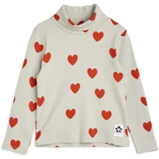 Mini Rodini Hearts Aop Turtleneck Bluse Grey - Mini Rodini