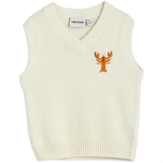 Mini Rodini Lobster Knitted Slipover Vest White - Mini Rodini