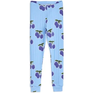 Mini Rodini Plum Aop Leggings Blue - Mini Rodini