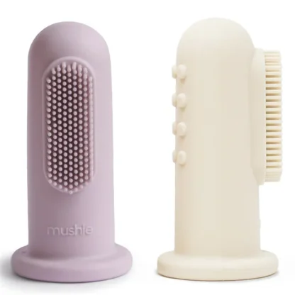 Mushie Finger Tandbørste 2-pak Soft Lilac/Ivory - Mushie