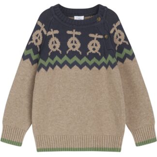 Hust & Claire Mini Deer Brown Melange Porter Strik Sweater - Str. 116 - Hust & Claire