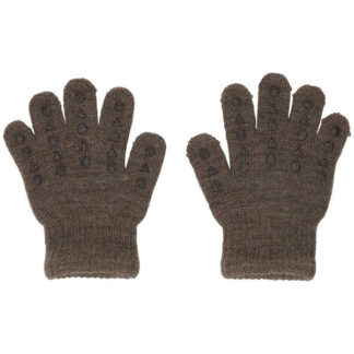 GObabyGO Wool Grip Gloves Brown Melange - Str. 3-4 år - Gobabygo