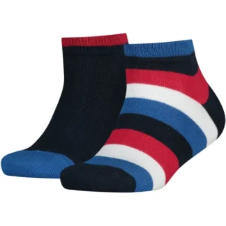 Tommy Hilfiger 2-pak Basic Stripe Quarter Strømper Midnight Blue - Tommy Hilfiger
