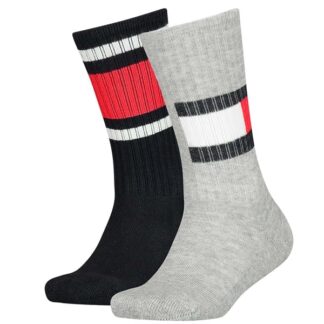 Tommy Hilfiger 2-pak Flag Strømper Middle Grey Melange - Tommy Hilfiger