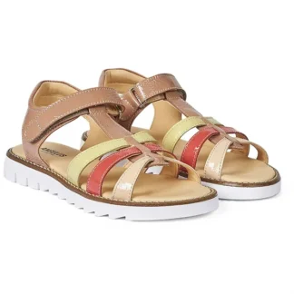 Angulus Sandal M. T-Rem Og Velcrolukning Dark Peach/Peach/Koral/Lys Gul - Angulus