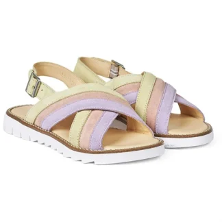 Angulus Sandal M. Åben Tå Og Spændelukning Lilac/Peach/Lysegul - Angulus