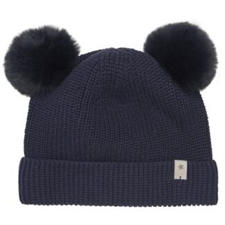 Huttelihut Hue Strik m. Pompoms Navy - Str. 4-6 år - Huttelihut