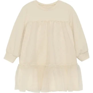 Huttelihut Kjole LS m. Organza Party Off-white - RICE