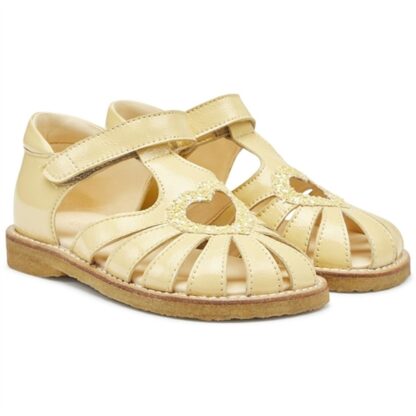 Angulus Hjerte Sandaler Mellow Yellow/Pineapple glitter - Str. 27 - Angulus