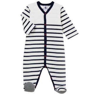 Petit Bateau Heldragt Dors Bien White/Black Stripes - Petit Bateau