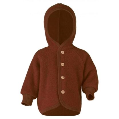 Engel Hooded Cardigan m. Træknapper Cinnamon Mélange - Str. 74-80 cm - Engel