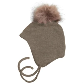 Racing Kids Baby Djævlehue m. Kvast Light Taupe Melange - Racing Kids