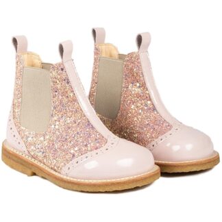 Angulus Chelsea Støvle Pale Rose/Rose Glitter/Beige Elastic - Str. 28 - Angulus