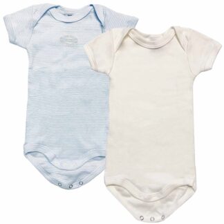 Petit Bateau Bodies 2 Pack White/Blue Stripe - Petit Bateau