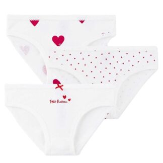 Petit Bateau 3-pak White/Red Culottes - Petit Bateau