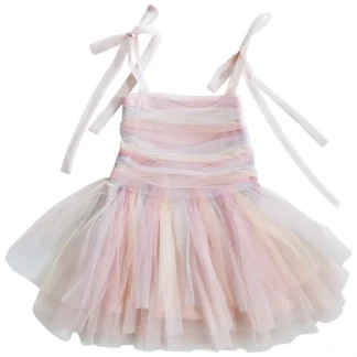 Dolly by Le Petit Tom Unicorn Rainbow Ballerina Tulle Tutu Kjole Rainbow Pastel - Str. 6-8 år/M - DonebyDeer