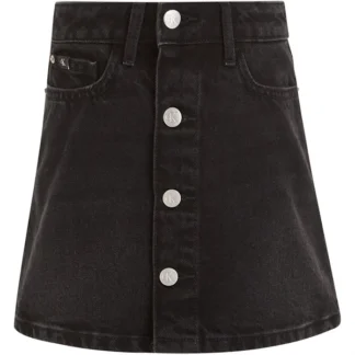 Calvin Klein Washed Black Denim Button Nederdel Washed Black - Calvin Klein