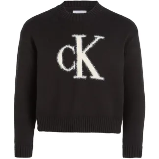 Calvin Klein Fluffy Monogram Sweater Ck Black - Calvin Klein