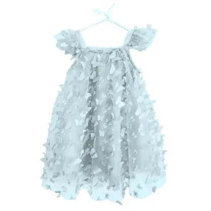 Dolly by Le Petit Tom Allover Butterflies Tutu Kjole Blue - Str. 4-6 år/S - Dolly by Le Petit Tom