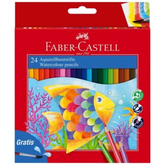 Faber Castell Akvarel 24 Farveblyanter + Pensel - Faber-Castell